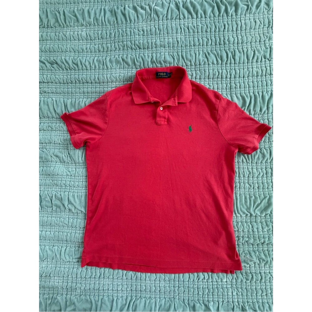 Ralph Lauren Men's Pnk Polo with Green Pony Logo-Large